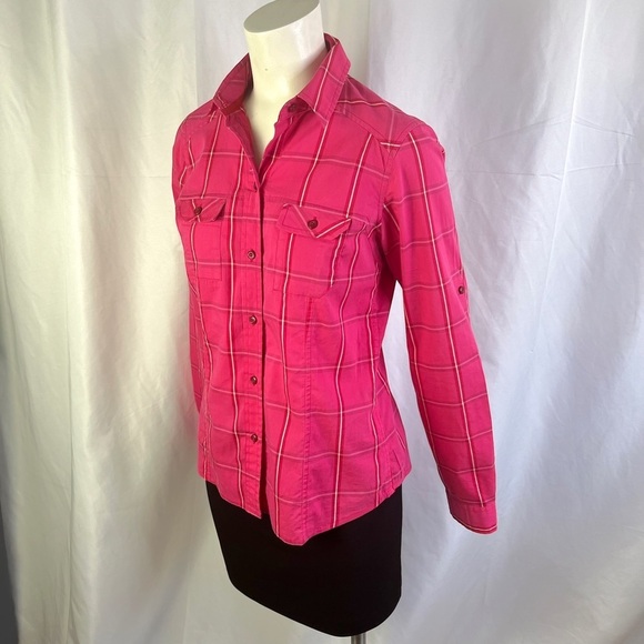 ARC’TERYX  PINK BUTTON DOWN SHIRT PLAID BUTTON DOWN SHIRT COTTON TOP SIZE MEDIUM - Picture 6 of 15